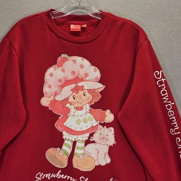 Strawberry Shortcake Sweater Sweatshirt Size XS  Red Long Sleeve Oversized - Picture 3 of 10